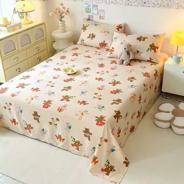 Soft and durable brushed microfiber bed sheet in solid color