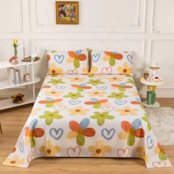 New 100% cotton printed bed sheet with breathable soft texture