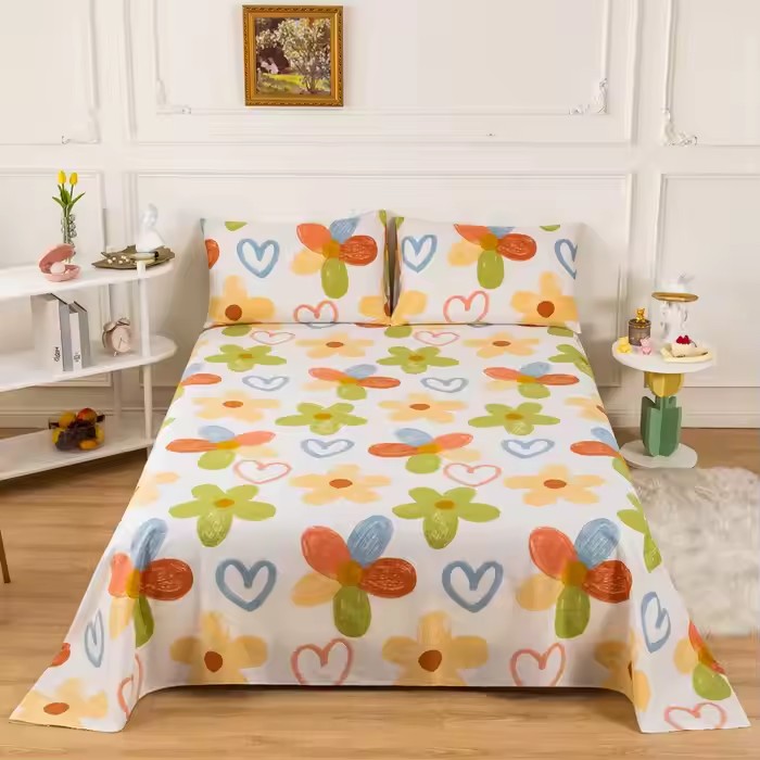 New 100% cotton printed bed sheet with breathable soft texture