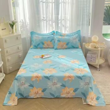New 100% cotton printed bed sheet with breathable soft texture