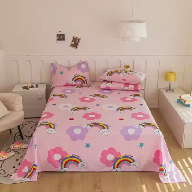 New 100% cotton printed bed sheet with breathable soft texture