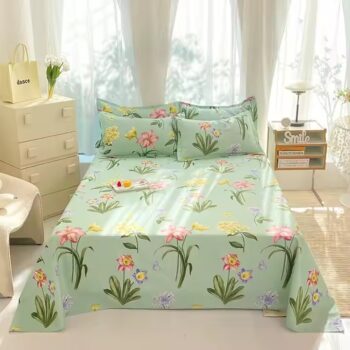 New 100% cotton printed bed sheet with breathable soft texture