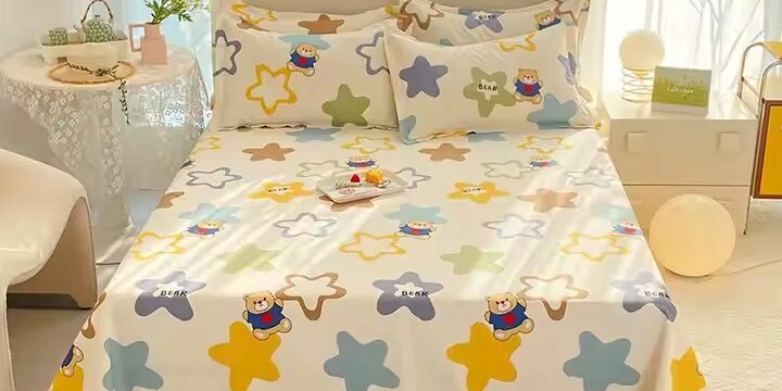 Custom 100% cotton printed bed sheets – soft, breathable, and colorful