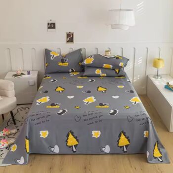 Factory-made large 100% cotton printed bed sheet for dormitory use