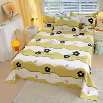 Printed breathable polyester bed sheet in modern design