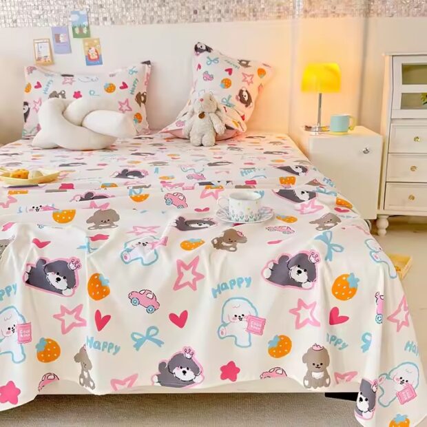 Printed breathable polyester bed sheet in modern design