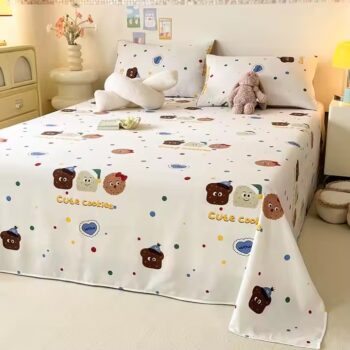 Printed breathable polyester bed sheet in modern design