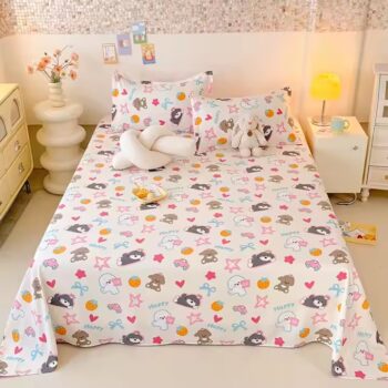 Printed breathable polyester bed sheet in modern design