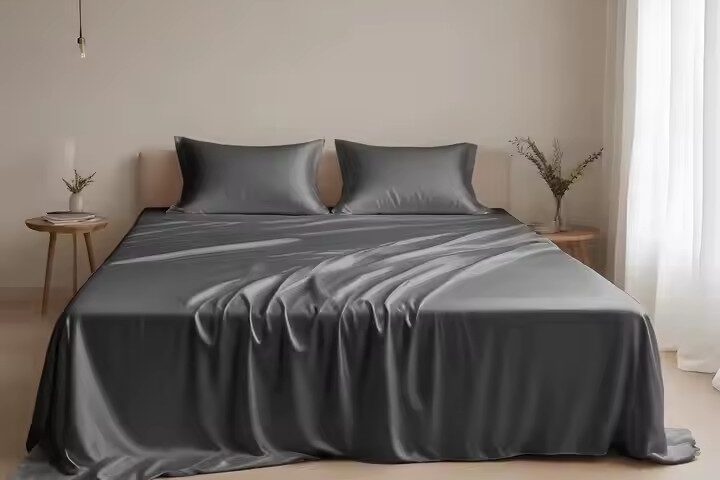 Wholesale silky satin bed sheet – breathable, cooling, and solid color (1) Breathable silky solid color satin bed sheet in elegant design
