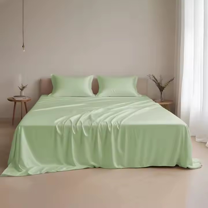 Wholesale silky satin bed sheet – breathable, cooling, and solid color (8) Breathable silky solid color satin bed sheet in elegant design