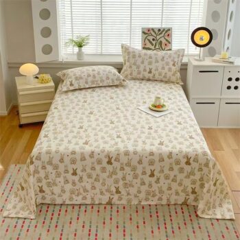 All-season breathable soft pure cotton bed sheet