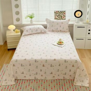 All-season breathable soft pure cotton bed sheet