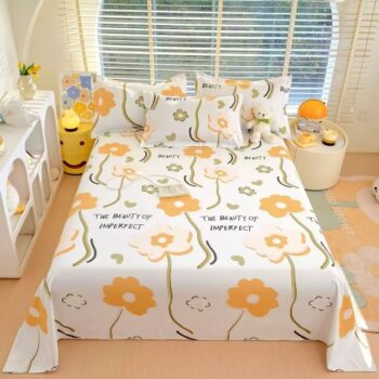 Breathable autumn winter printed cotton bed sheet for homes