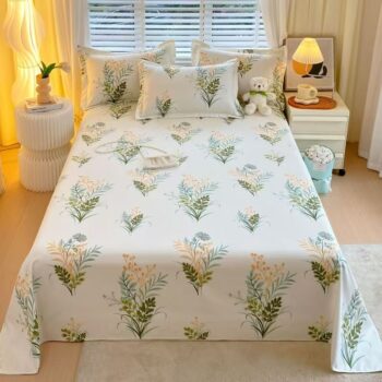 Breathable autumn winter printed cotton bed sheet for homes