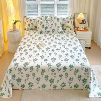 Breathable autumn winter printed cotton bed sheet for homes