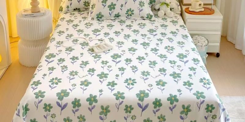 Breathable autumn winter printed cotton bed sheet for homes