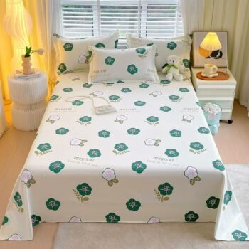 Breathable autumn winter printed cotton bed sheet for homes