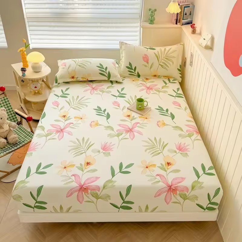 Breathable elastic printed fitted sheet with soft stretch fabric