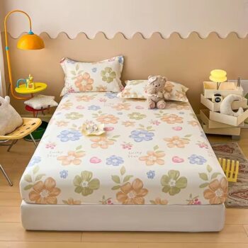 Breathable elastic printed fitted sheet with soft stretch fabric