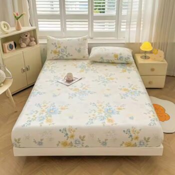 Breathable elastic printed fitted sheet with soft stretch fabric