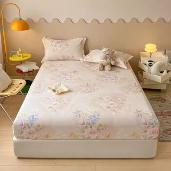 Breathable elastic printed fitted sheet with soft stretch fabric