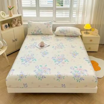 Breathable elastic printed fitted sheet with soft stretch fabric