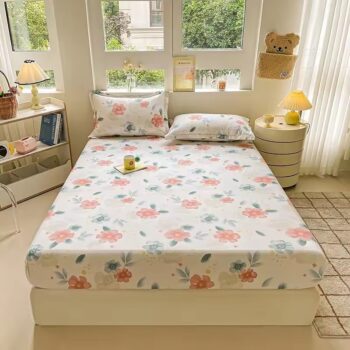 Breathable elastic printed fitted sheet with soft stretch fabric
