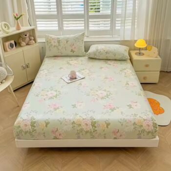 Breathable elastic printed fitted sheet with soft stretch fabric