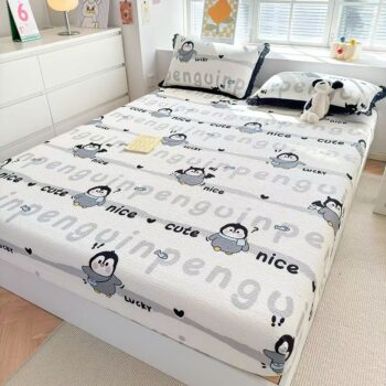 Cartoon non-slip double fitted sheet with reinforced elastic