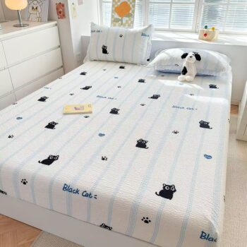 Cartoon non-slip double fitted sheet with reinforced elastic