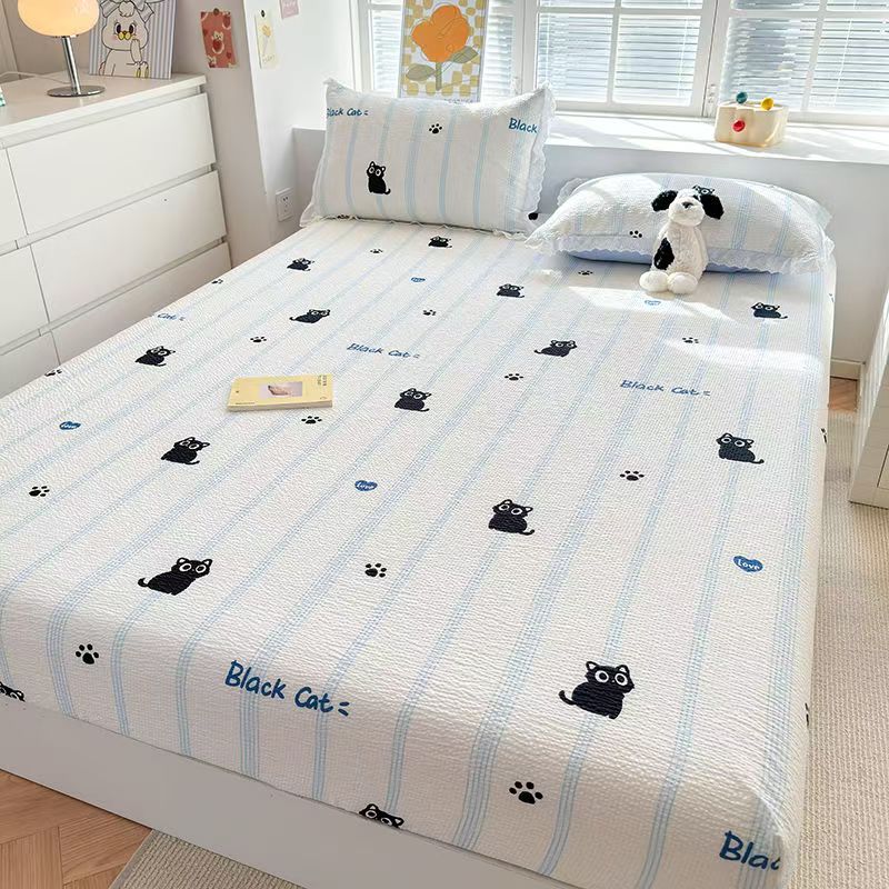 Cartoon non-slip double fitted sheet with reinforced elastic