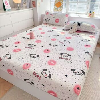 Cartoon non-slip double fitted sheet with reinforced elastic