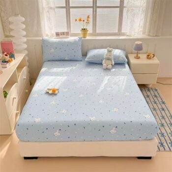 Cartoon soft non-slip cotton fitted sheet with elastic edges