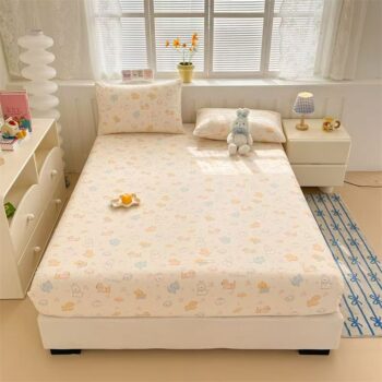 Cartoon soft non-slip cotton fitted sheet with elastic edges