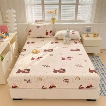 Cartoon soft non-slip cotton fitted sheet with elastic edges