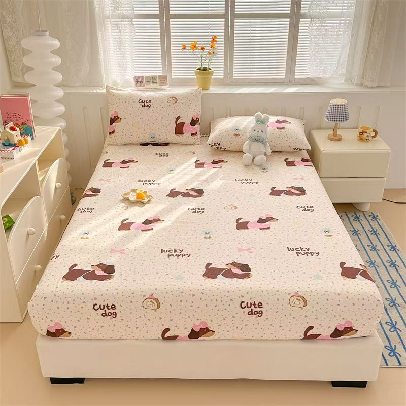 Cartoon soft non-slip cotton fitted sheet with elastic edges