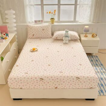 Cartoon soft non-slip cotton fitted sheet with elastic edges