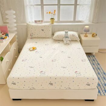 Cartoon soft non-slip cotton fitted sheet with elastic edges