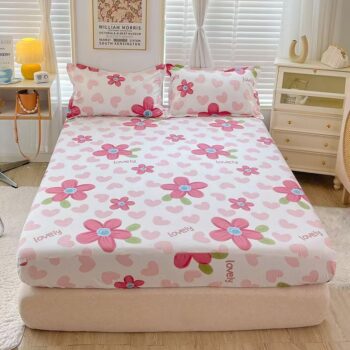 Soft pure cotton printed fitted sheet for cozy bedroom use