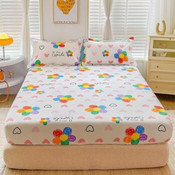 Soft pure cotton printed fitted sheet for cozy bedroom use