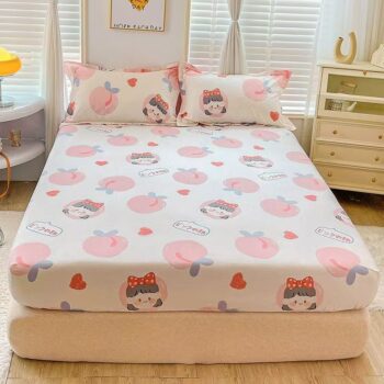 Soft pure cotton printed fitted sheet for cozy bedroom use