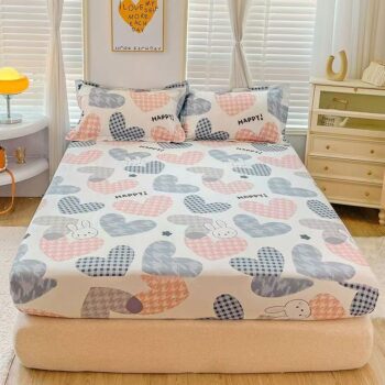 Soft pure cotton printed fitted sheet for cozy bedroom use