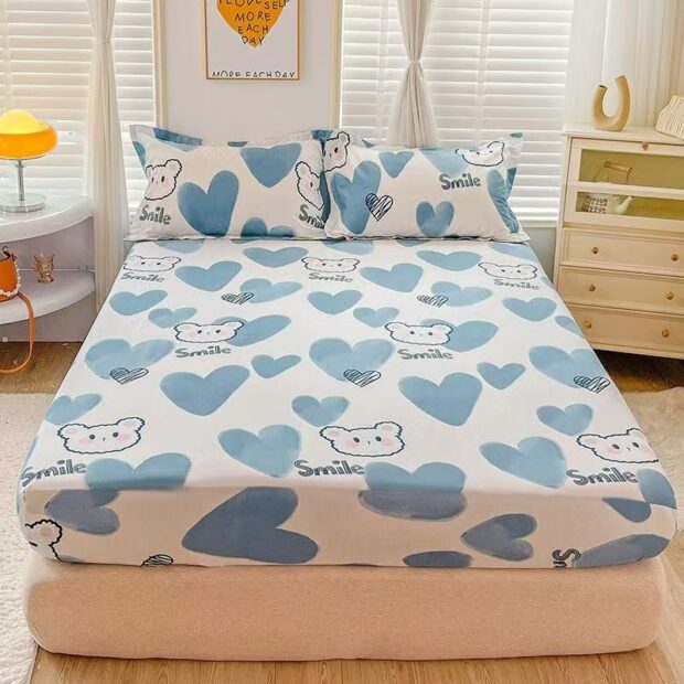 Soft pure cotton printed fitted sheet for cozy bedroom use