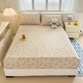 Soft cotton skin-friendly fitted sheet with deep pocket fit