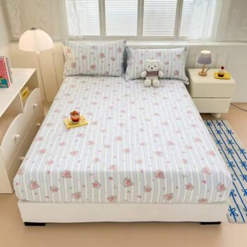 Soft cotton skin-friendly fitted sheet with deep pocket fit