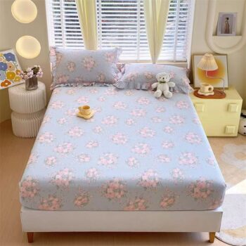 Country-style small floral pure cotton fitted sheet for home use