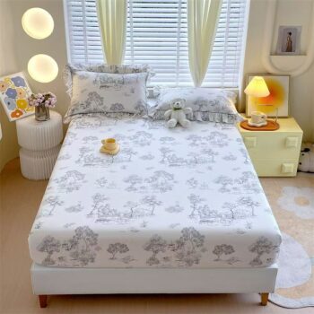 Country-style small floral pure cotton fitted sheet for home use