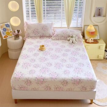 Country-style small floral pure cotton fitted sheet for home use