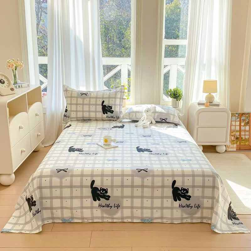 Cute pure cotton cartoon printed bed sheet for student dorms