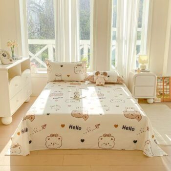 Cute pure cotton cartoon printed bed sheet for student dorms